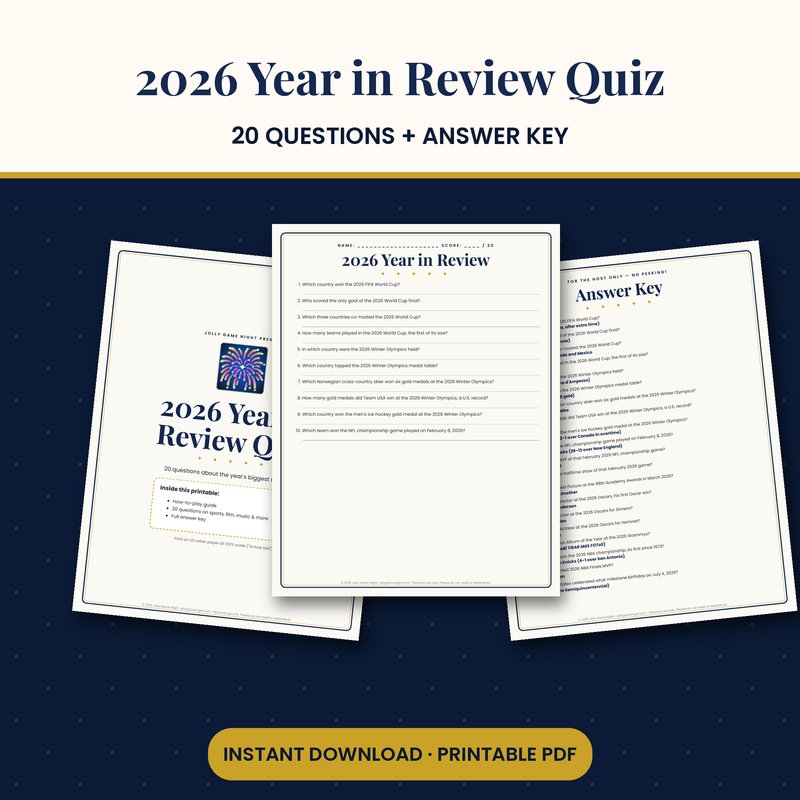 2026 Year in Review Quiz printable mockup