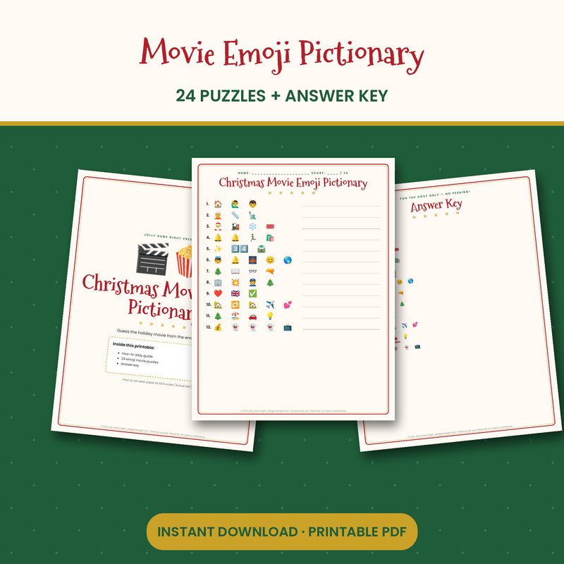 Christmas Movie Emoji Pictionary Game printable mockup