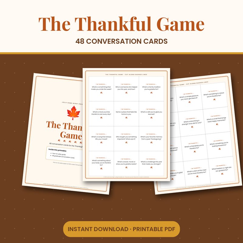 Thankful Conversation Cards printable mockup