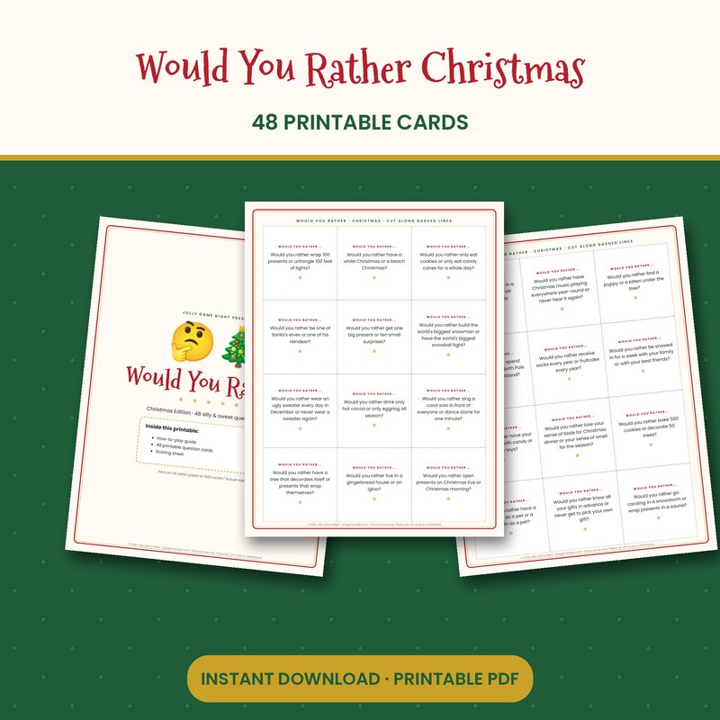 Would You Rather Christmas Edition printable mockup